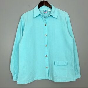 Vintage WEK 100% Cotton Shirt Women’s Size M Button Front Textured Pocket Artsy